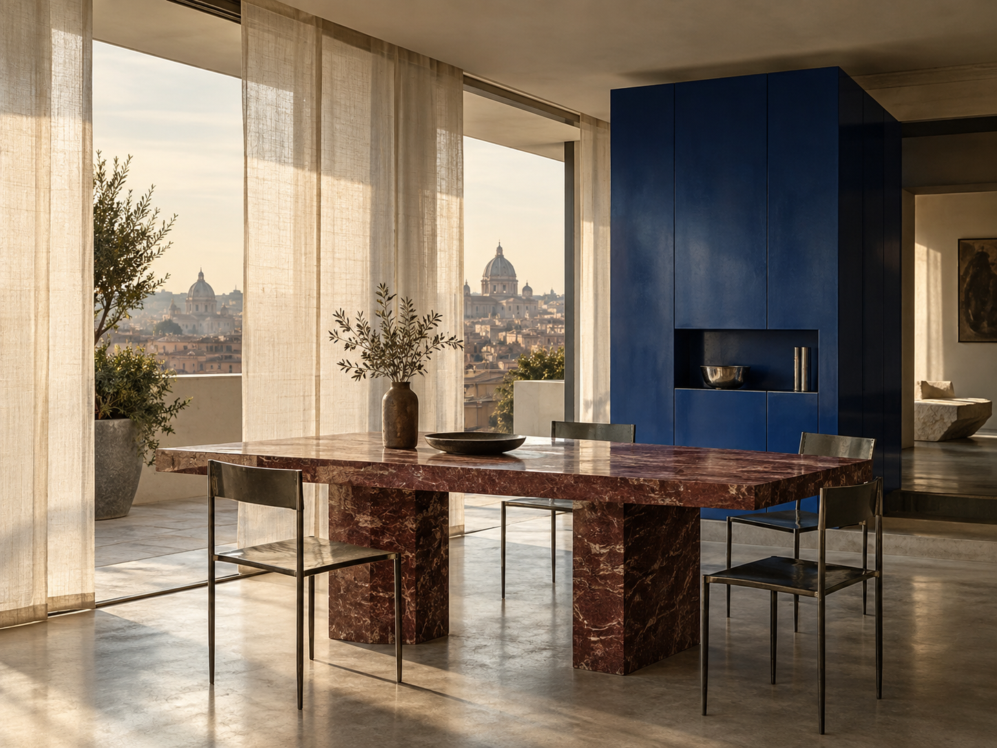 Sala da pranzo con luce radente